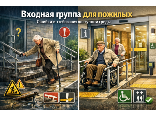 С какими трудностями сталкиваются пожилые люди у входа в здание?