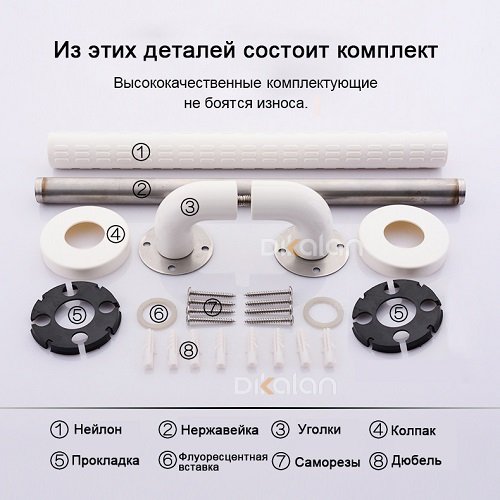 Поручень пристенный прямой с нейлоновым покрытием 1000 мм Поручень пристенный прямой с нейлоновым покрытием 1000 мм