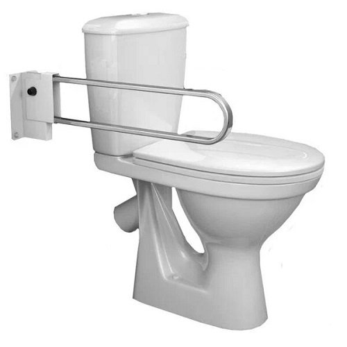 Унитаз-компакт для инвалидов ПЕРСОНА-КОМФОРТ с поручнем откидным нержавеющим 